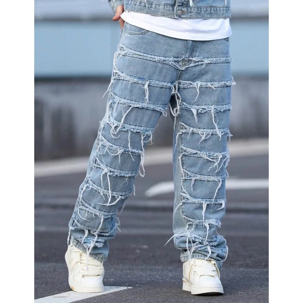 Men's SHEIN Retro Slim Fit Fashion Distressed Light Wash Jeans – Size XL – NWOT - Picture 1 of 6